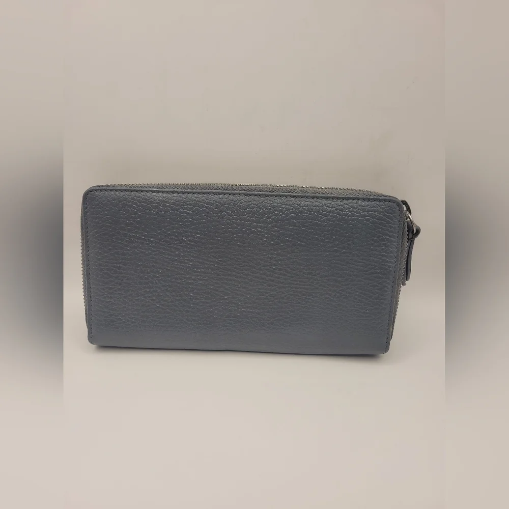 Gucci Dollar Calfskin Monochrome GG Marmont Zip Around Wallet Deep Grey NWT